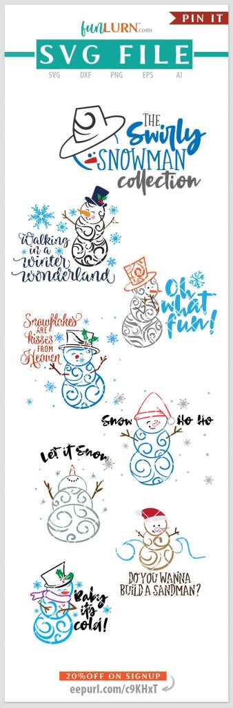 Swirly Snowman Bundle SVG FunLurn