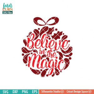 Believe in the magic svg, Glass Block Ornament, Christmas SVG, leaf, leaves, swirl, dxf, eps png for silhouette cameo, cricut air etc