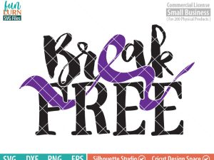 Break Free SVG, Domestic Violence Awareness svg, Domestic Abuse, Purple Ribbon, Fighter, svg png dxf eps, cameo, cricut files