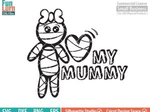 Cute Halloween SVG, Cute Mummy SVG, Love my Mummy, Halloween svg, dxf, png, eps for silhouette, Cricut