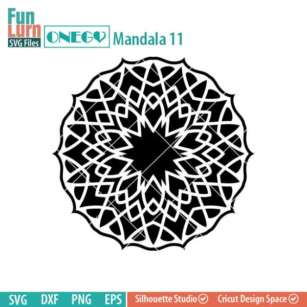 Mandala Decal Design, Mandala, 11, SVG File, ONEGO, Cricut Design, Mandala Pattern, zentangle, svg,eps,dxf, png , cutting files
