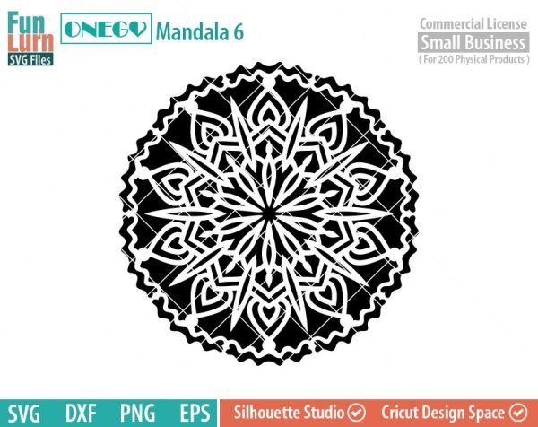 Mandala Decal Design, Mandala, 6, SVG File, ONEGO, Cricut Design, Mandala Pattern, zentangle, svg,eps,dxf, png , cutting files