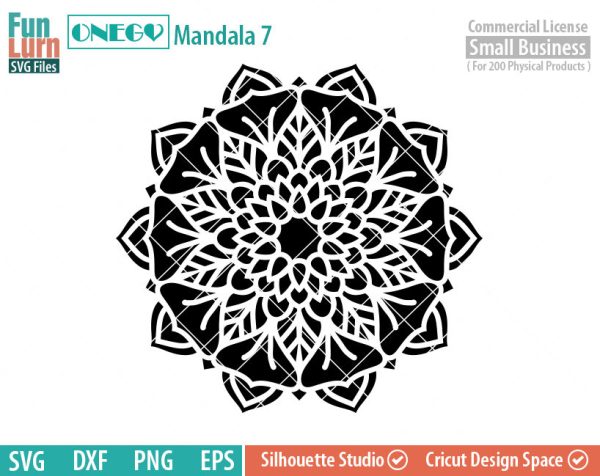 Mandala Decal Design, Mandala, 7, SVG File, ONEGO,  Cricut Design, Mandala Pattern, zentangle, svg,eps,dxf, png , cutting files
