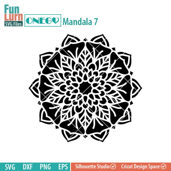 Mandala Decal Design, Mandala, 7, SVG File, ONEGO,  Cricut Design, Mandala Pattern, zentangle, svg,eps,dxf, png , cutting files
