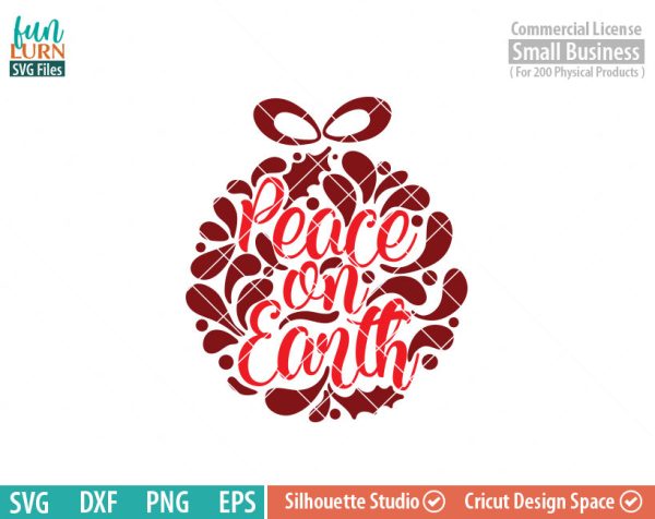 Peace on Earth svg, glass block Ornament, Christmas SVG, leaf, leaves, swirl, dxf, eps png for silhouette cameo, cricut air etc