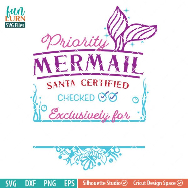 Santa bag Design svg, Christmas SVG, Mermaid Mail SVG, Mermail, Luxury Santa bag svg png dxf eps for Silhouette Cameo, Cricut Air