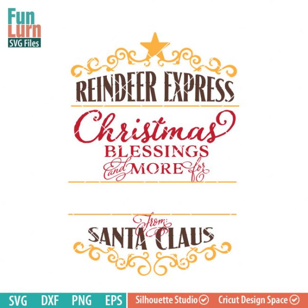 Santa Bag Design svg, Christmas SVG, Special Delivery, Reindeer Express, Luxury Santa bag svg png dxf eps , Cameo file, cricut file