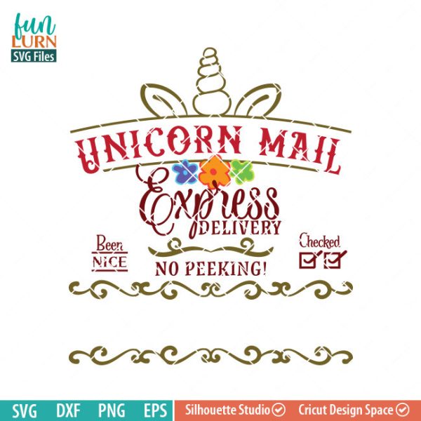 Santa bag Design svg, Christmas SVG, Unicorn Mail SVG, Special Delivery, Luxury Santa bag svg png dxf eps for Silhouette Cameo, Cricut Air