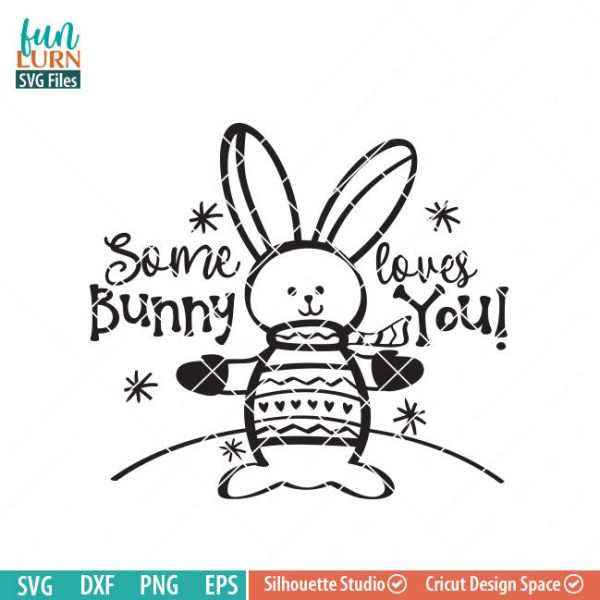 Some bunny loves you SVG, cute bunny, rabbit, Snow, Winter woodland creatures, sweater, mittens, snowflakes SVG DXF eps png
