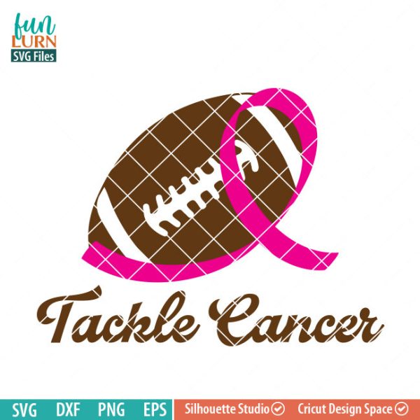 Tackle Cancer SVG, Breast Cancer Awareness, Support, Ribbon, Pink, Cancer, Survivor, Fighter,Football svg png dxf eps, cameo, cricut files