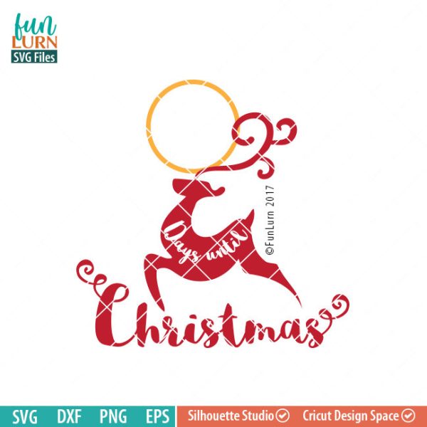 Days until Christmas svg, Reindeer, Charger Plate, Christmas Advent, Christmas SVG, svg png dxf eps for Cameo, Cricut Air etc