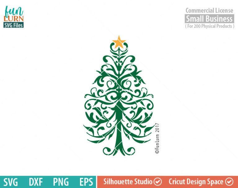 Filigree Christmas Tree svg - FunLurn