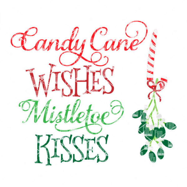 Candy Cane Wishes Mistletoe kisses svg FunLurn SVG