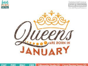 Queens are born in January svg, January Birthday svg, Black , Birthday Girl, Birthday Princess with Crown, adult birthday, svg DXF EPS PNG