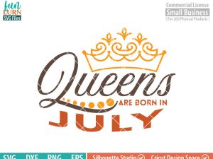 Queens are born in July svg, July Birthday svg, Black , Birthday Girl, Birthday Princess with Crown, adult birthday, svg DXF EPS PNG