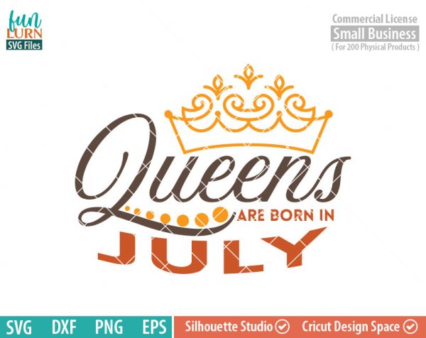 Queens are born in July svg, July Birthday svg, Black , Birthday Girl, Birthday Princess with Crown, adult birthday, svg DXF EPS PNG