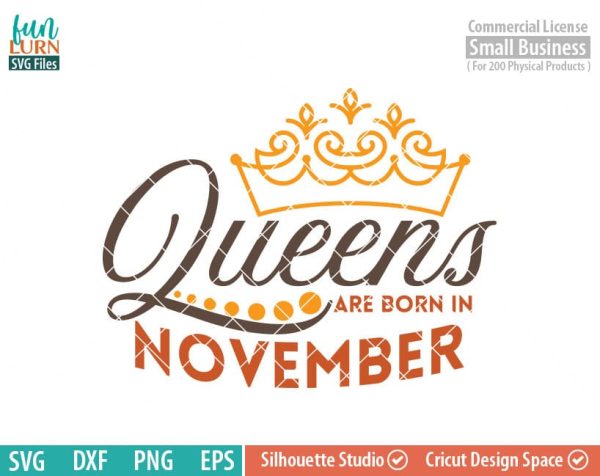 Queens are born in November svg, November Birthday svg, Black , Birthday Girl, Birthday Princess with Crown, adult birthday, svg DXF EPS PNG