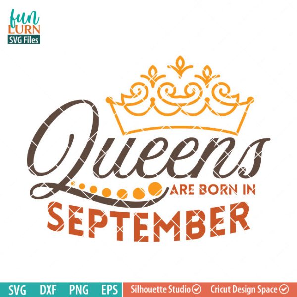 Queens are born in September svg,September Birthday svg, Black , Birthday Girl, Princess with Crown, adult birthday, svg DXF EPS PNG