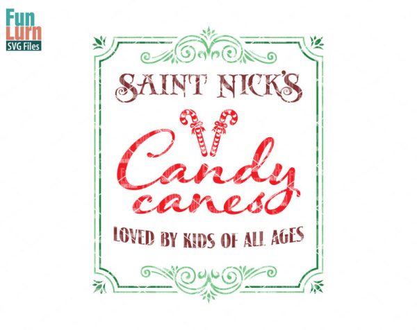 Saint Nick's Candy Canes SVG, Christmas SVG, Rustic Sign, Candy Cane, Vintage, snowflakes, wood sign, svg png dxf eps for Cameo, Cricut