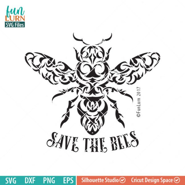 Save the bees SVG, Honeybee tattoo, Tribal art, svg png dxf eps