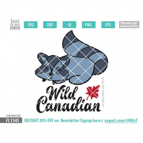 Wild Canadian Cute Sleeping Racoon SVG