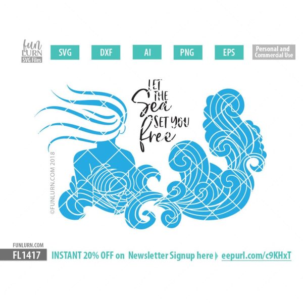 Let the sea set you free Mermaid SVG