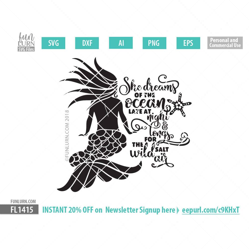 Download She dreams of the ocean late at night and longs for the wild salt air svg - FunLurn