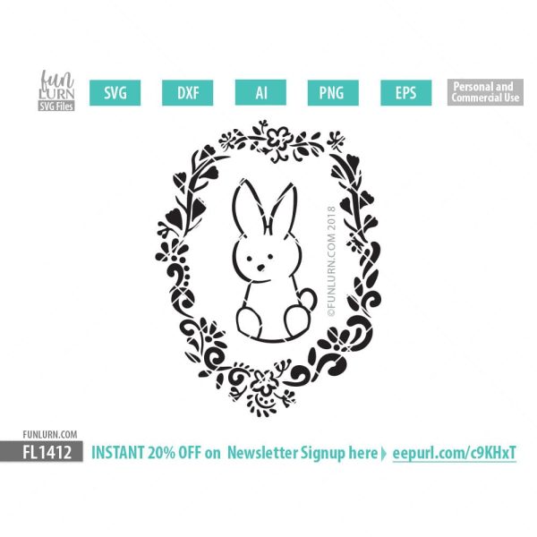 cute bunny wreath SVG