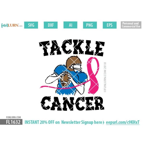 Tackle Cancer Football Player SVG