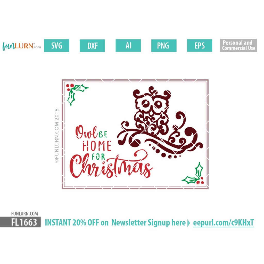 Download Owl be home for Christmas SVG - FunLurn