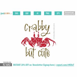 Crabby But Cute Svg Baby Svg Beach Svg Summer Svg Svg Png Dxf Eps Funlurn