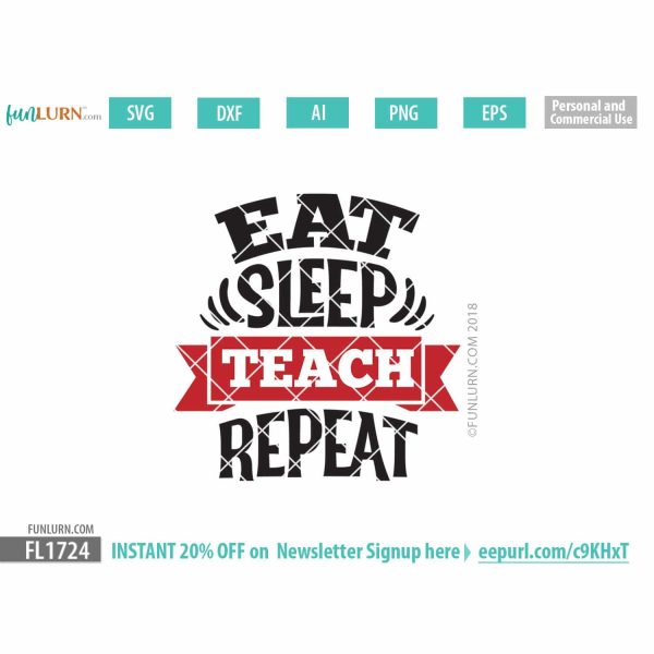 Eat sleep teach repeat SVG
