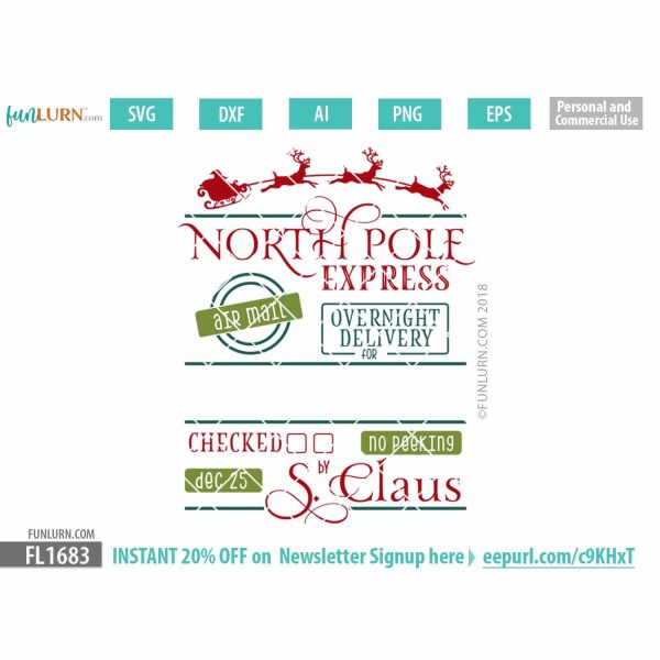 North Pole Express SVG - Santa Bag Design