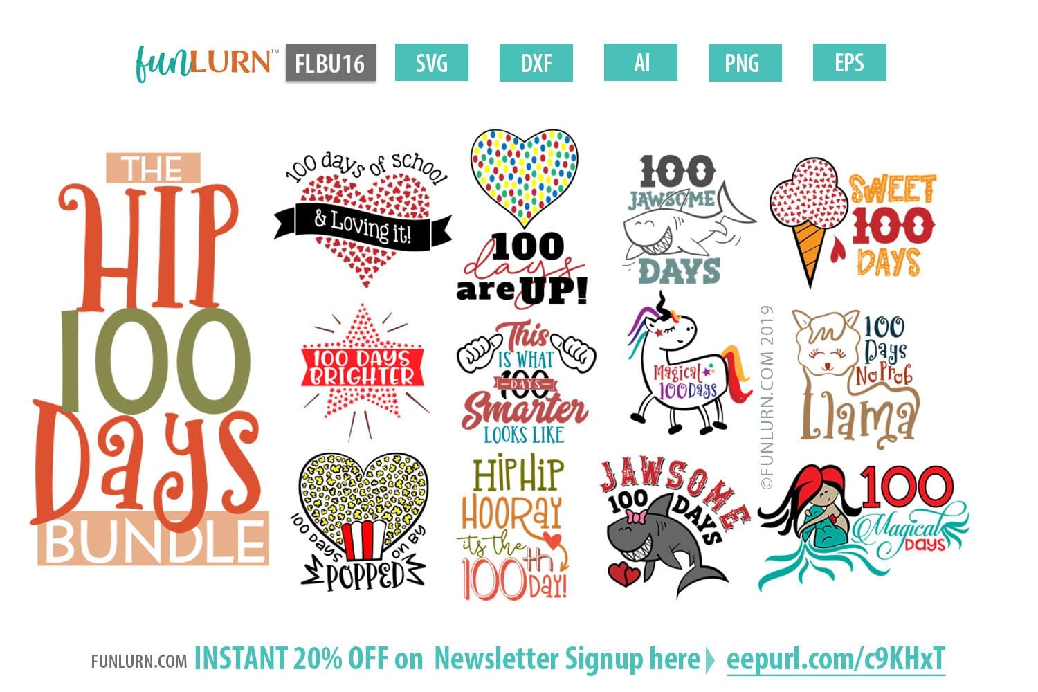 The Hip 100 Days Of School Svg Bundle Funlurn