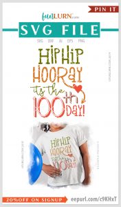 Hip Hip Hooray its the 100th Day Days SVG - FunLurn