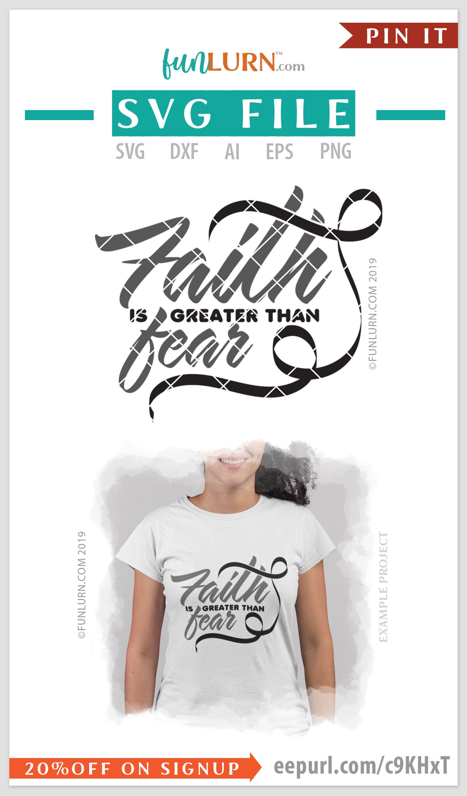 Faith is greater than fear SVG - Black Awareness Ribbon - FunLurn