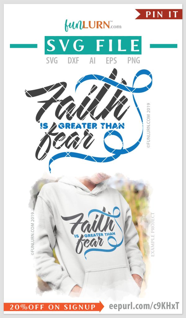 Blue Cancer Awareness Ribbon - Faith is greater than fear svg