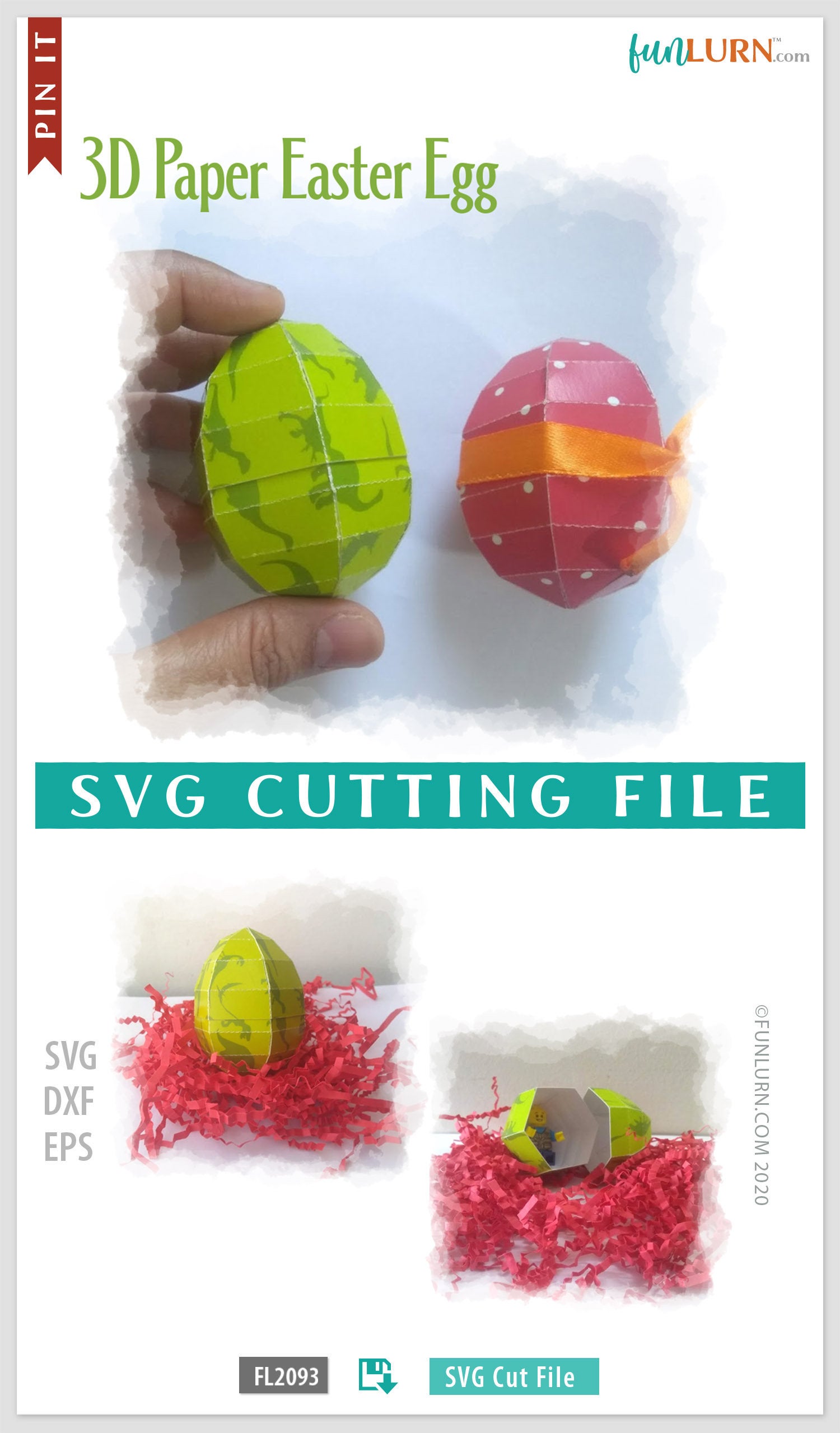 Download 3D Paper Easter Eggs SVG, they can be opened like plastic ...