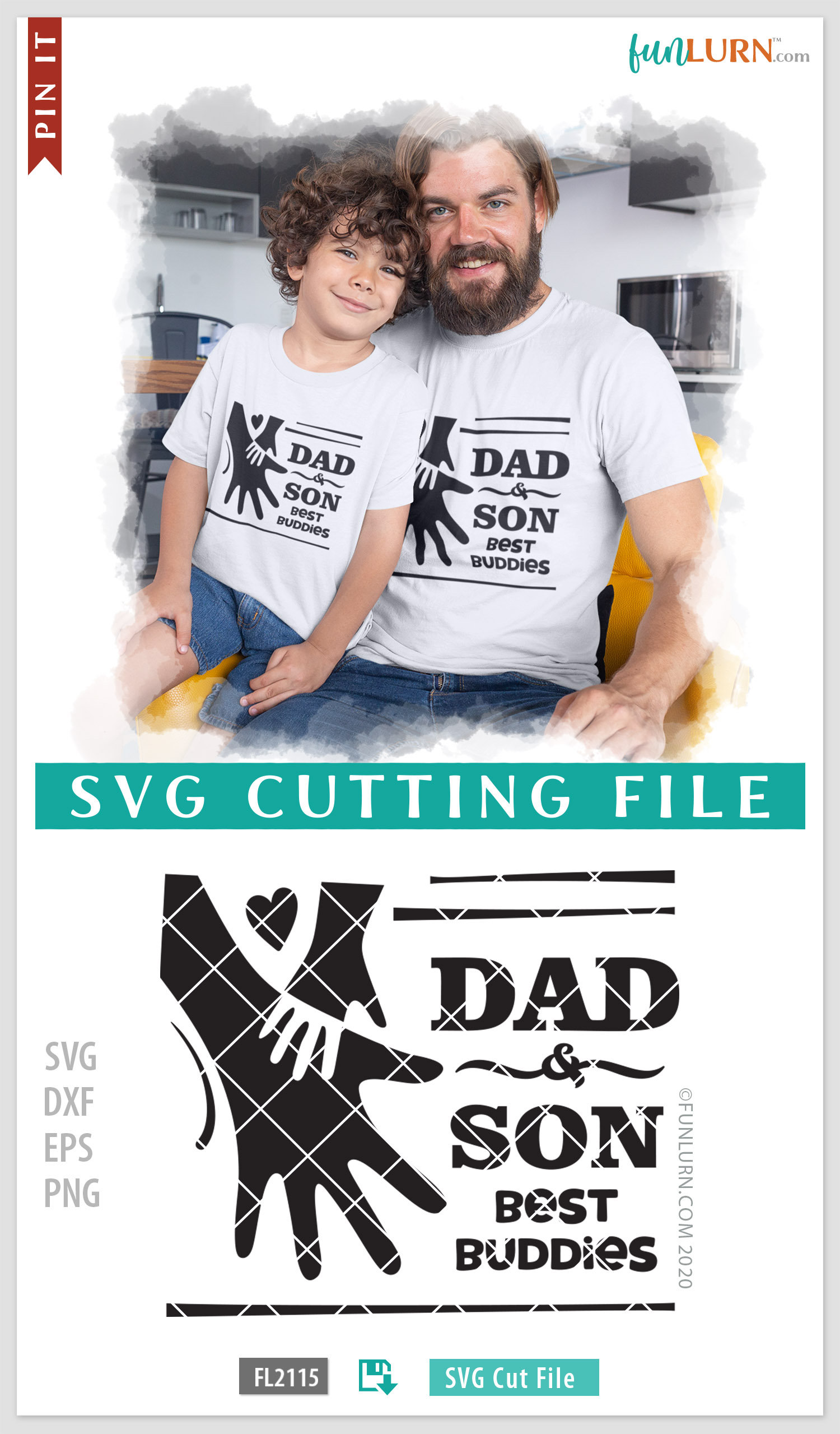 Download Dad and Son Best Buddies SVG - FunLurn