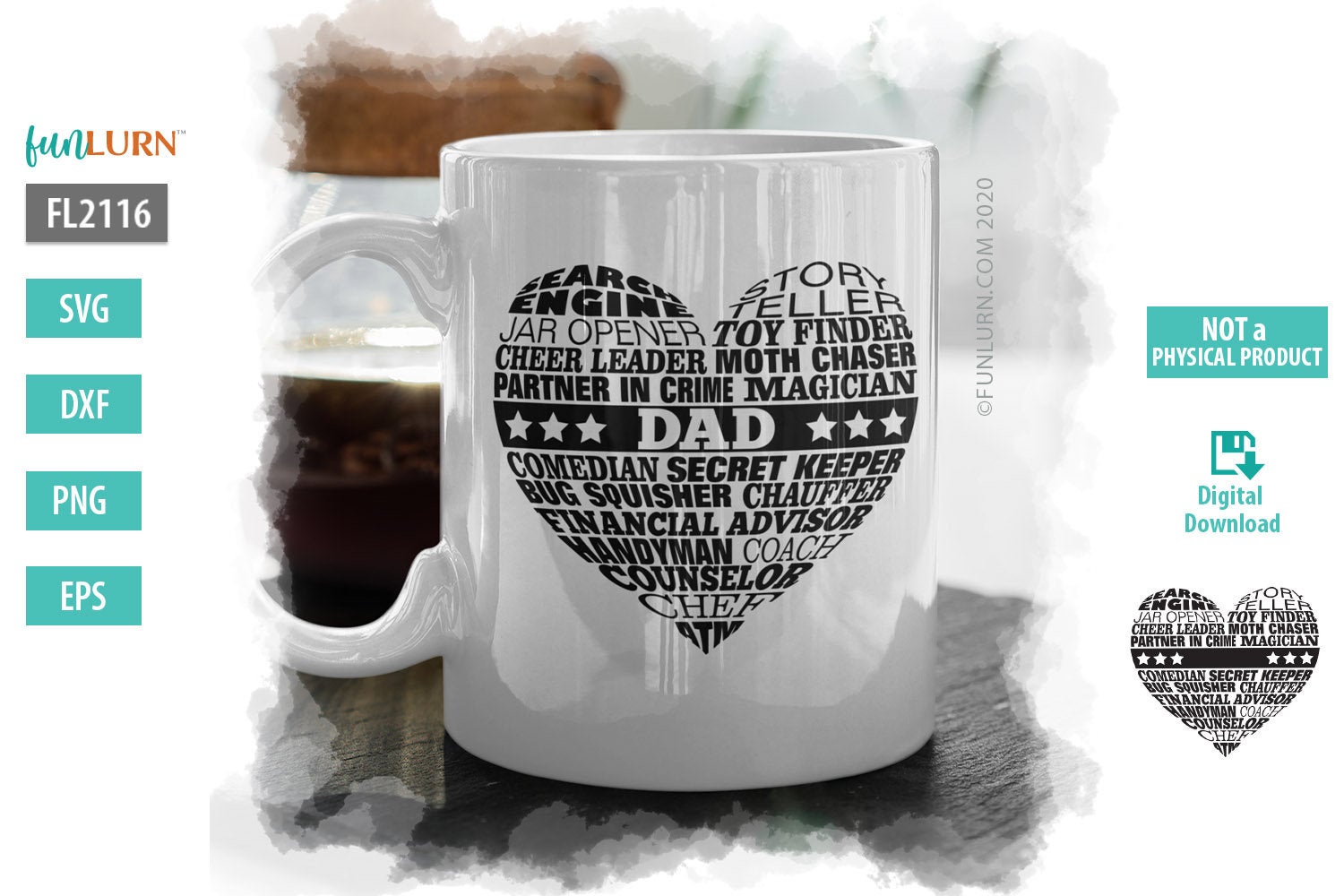 Father's Day Heart Wordart SVG - FunLurn