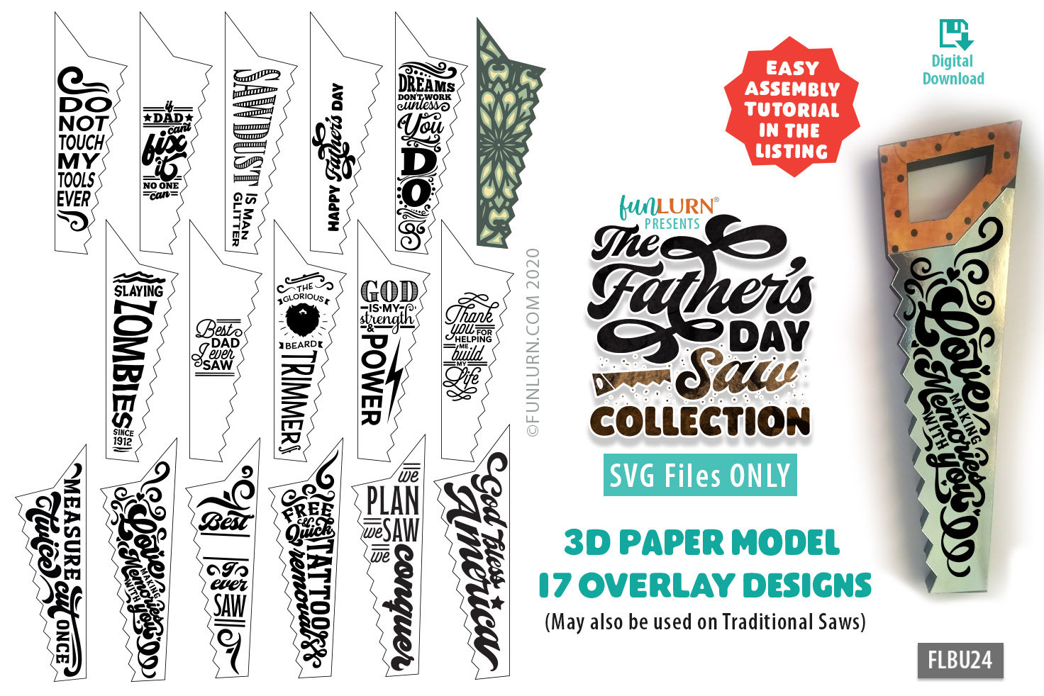 Download 3d Paper Saw With 17 Overlay Designs For Father S Day Funlurn