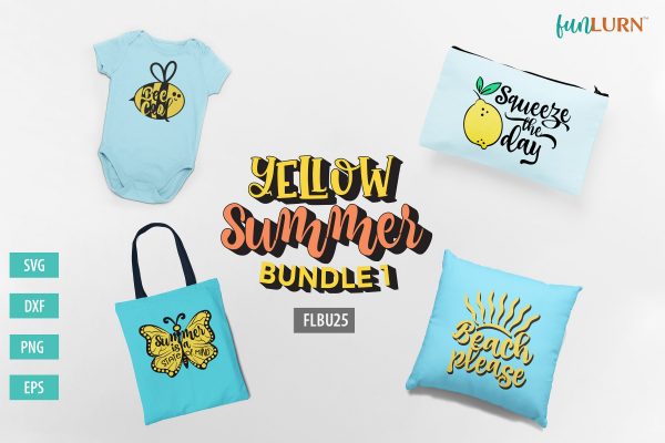 Free summer SVG Bundle which includes Squeeze the day svg, Summer is a state of mind svg, Bee cool svg, and Beach please svg
