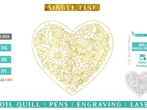 Single line Floral heart SVG