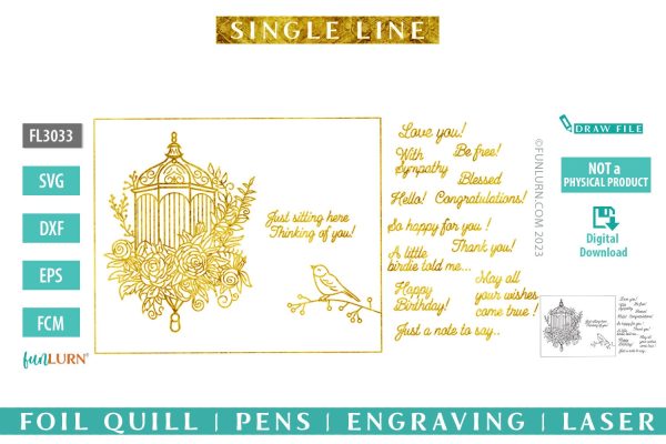 Single Line Ornate birdcage 2 with Mix and Match sentiments