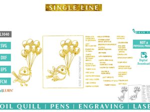 Single line Bird holding Balloons with Mix and Match sentiments