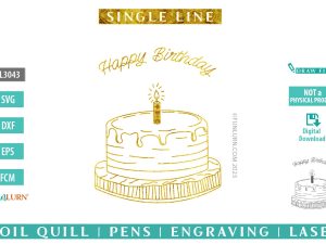 Single line birthday cake with candle SVG